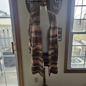 NWT Skull Cashmere XS Striped Chunky Knit Long Cardigan